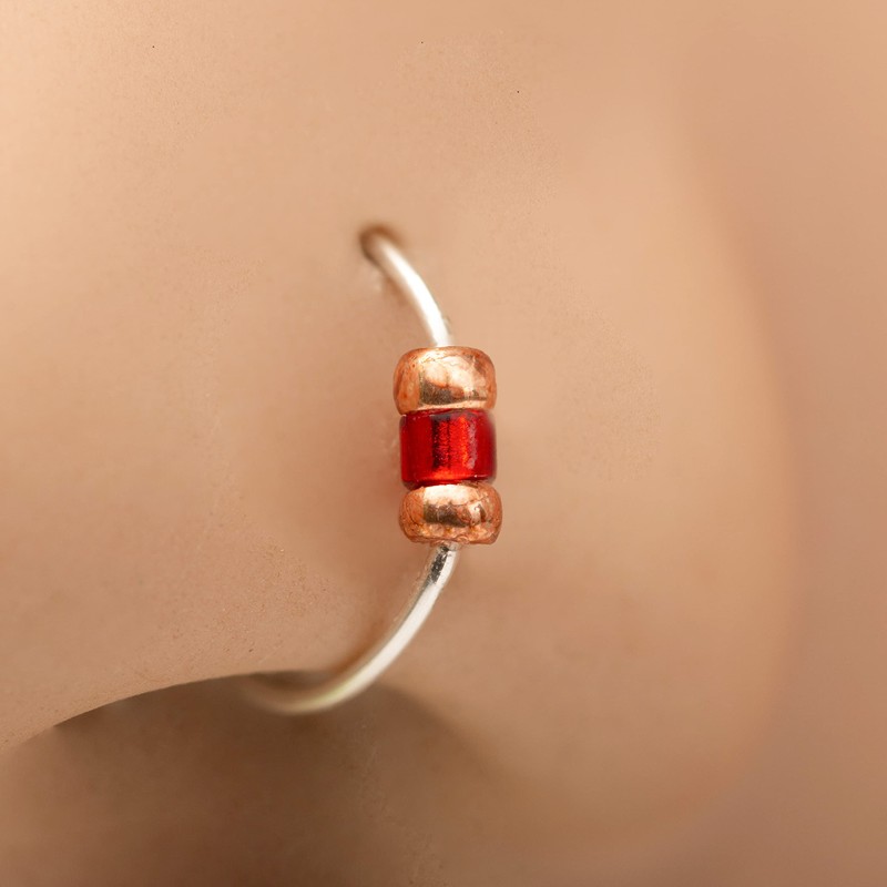 Tiny and Thin Silver Nose Ring - 24 Gauge 7