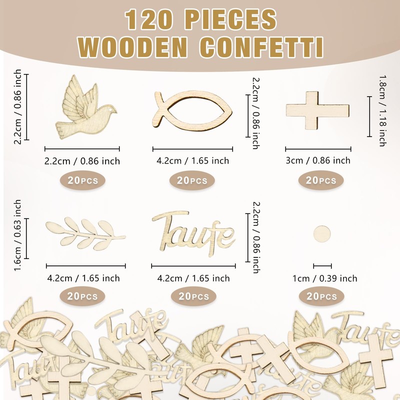 Pack of 120 Baby Shower Decoration Wooden Confetti Birthday Wood