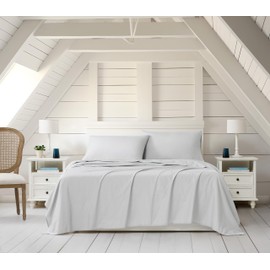 Linen Closet Luxury Cotton Blend 4-Piece Sheet Set, King, Light Gray