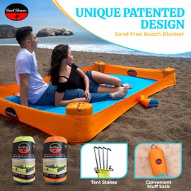Surf Sheet Sandproof Beach Blanket - Oversize Large Outdoor Picnic Blanket for Beaches & Camping - Portable Family Beach Blanket Waterproof Sandproof for Parks, Travel, Vacation Essentials (Yellow)