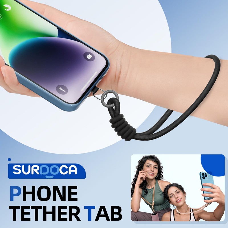 SURDOCA Phone Tether Tab Thin, 2 Pcs Phone Lanyard Tab