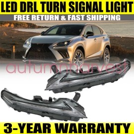 Soillar 2X For 2015-2021 Lexus F-Sport NX200t NX300h LED DRL Turn Signal Fog Light Pair