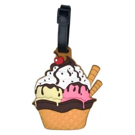 ANINIUCN Luggage Tag Cute Funny Silicone ID Luggage Tags for Suitcases Bag Travel Accessories Perfect for Teens Adults (Ice Cream C)