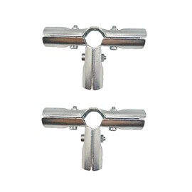 2 Pcs 4 Way Joint Pipe Fitting,Metal Joint Clamp Fit for OD 3/4 inch (19.1mm) Carbon Steel Pipe, Bolts and Nuts Included, Steel End Clamps for Panel Chain Link Fence Parts DIY Shelf Garden Support