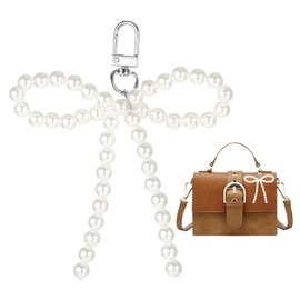 Lilbitty Y2K Pearl Bow Herz Anhänger Schlüsselanhänger, Einzigartiger Aesthetic Schlüsselanhänger Mit Silber Herzanhänger Und Metall-Klappverschluss