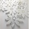 Tenedos Daisy Flower 10"x12" Italian White Gray Carrara with Marble