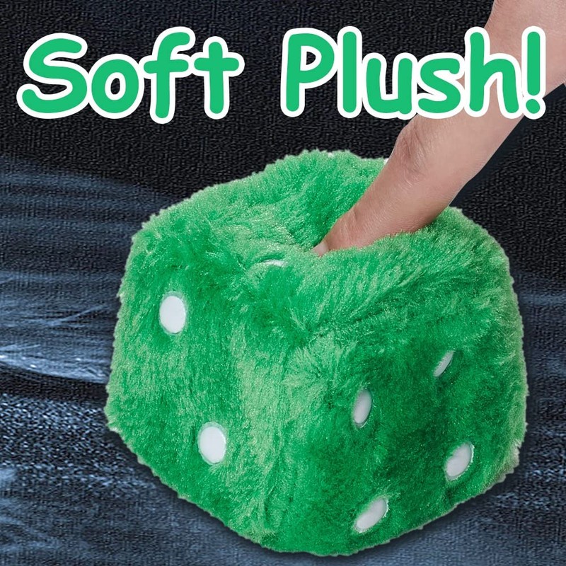 JSCARLIFE Fuzzy Plush Dice 2.95”, Retro Square Plush Hanging Mirror