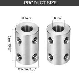 sourcing map Rigid Screw Coupling 6mm to 6mm Shaft Coupler Connector L22mm x D14mm Steel Joint Connector Rigid Coupling Set for 3D Printers DIY Encoder with 24 Screws & Hex Wrench, 6 Pcs