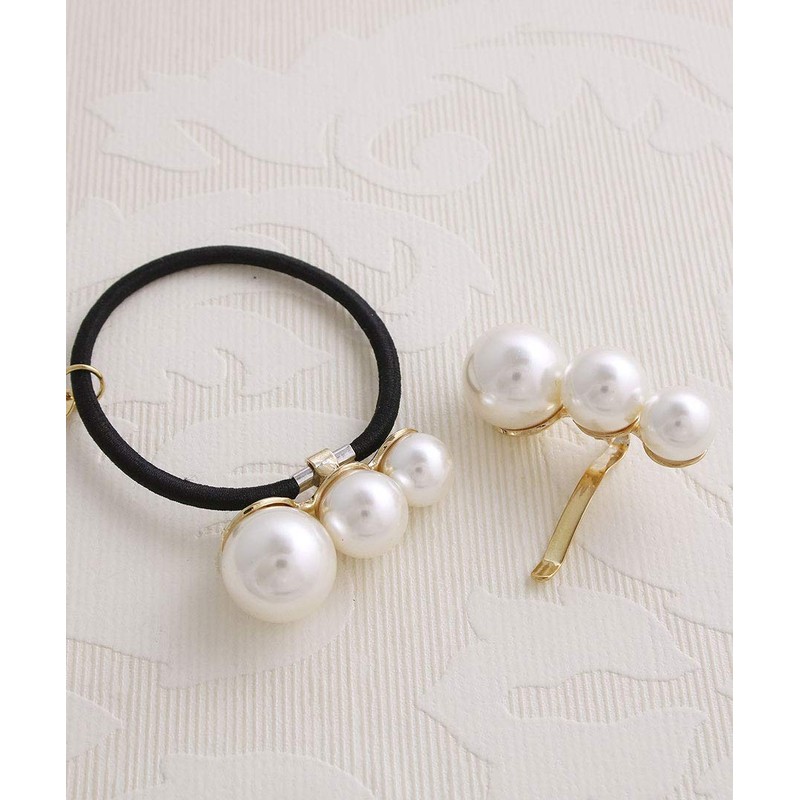 VingTAINE H7319-A-3TU-HGOM Pearl Design, Pony Hook, Hair Cuff, Hair Elastic,