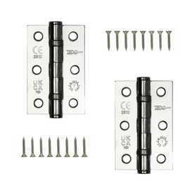 Door Hinges 3 inch Polished Chrome Ball Bearing Butt Hinges Grade 7 Steel Door Hinge for Wooden Doors 2 Pack