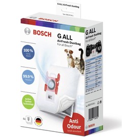 Bosch 4x Staubsaugerbeutel AirFresh Typ G ALL BBZAFGALL, 99,9% Feinstaubfilterung, ideal für Tierbesitzer, 50% längere Nutzungsdauer, für alle Reihen außer BSG8 und BSN