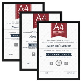 Hoikwo Set of 3 Black Picture Frames A4 29.7 x 21 cm Modern Photo Frames for Wall or Table