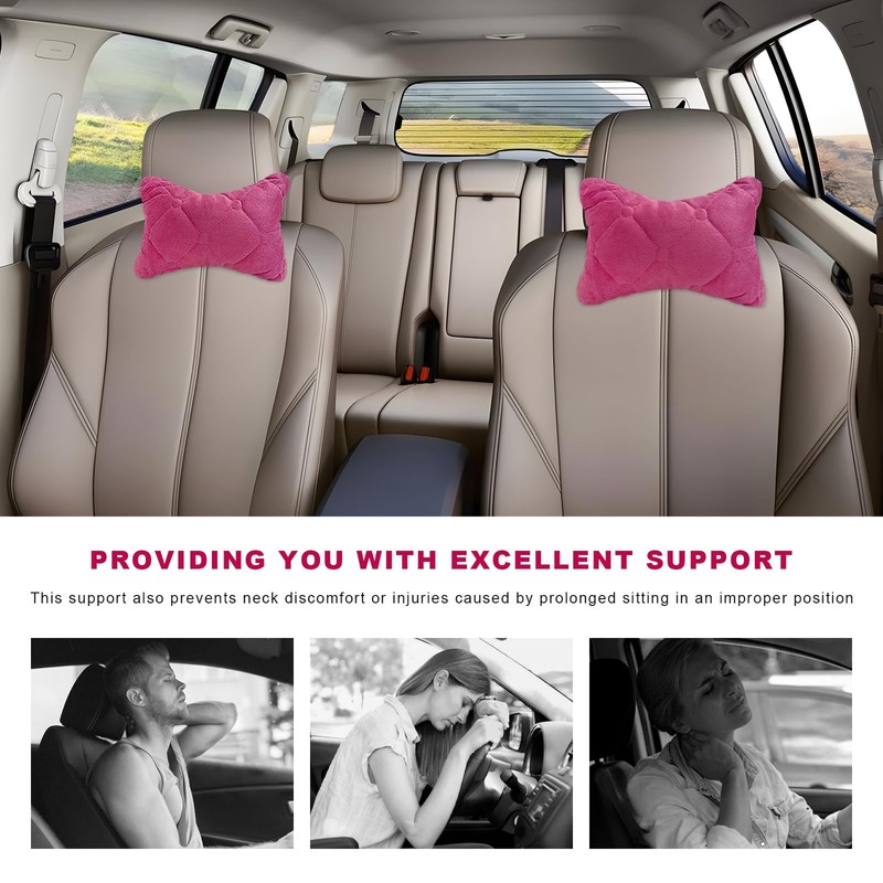 BWBWND 2PCS Car Headrest Pillow, Soft Comfortable Vehicle Neck Pillow