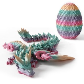 Claofoc 3D Printed Dragon Egg Mysterious Dragon Eggs with Dragon Inside Home Office Desk Decoration Adults Children Gifts Toy (Laser Colourful)