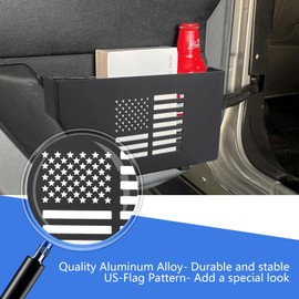 ADTOPI Metal Front Door Storage Box Car Side Storage Organizer Pocket Compatible with Jeep Wrangler JL JLU 4XE Rubicon Sport Sahara Gladiator 2018-2024 JT Storage Accessories（2PCS）