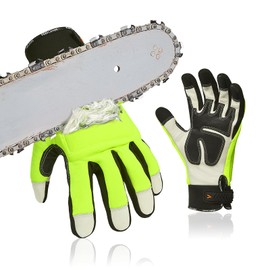 Vgo... Chainsaw Gloves 12-Layer Protection on Both Hands in Cowhide, Forestry Work Gloves Touchscreen Utility Touchscreen