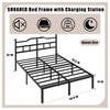 SHOANED Bed Frame with Charging Station - 14 Inch Queen