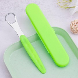 Limpiador de Lengua Acero Inoxidable 2 Piezas, Tallador limpia raspador de lengua, Raspador de Lengua para Higiene Oral, Cepillo de Lengua con Estuche de Transporte
