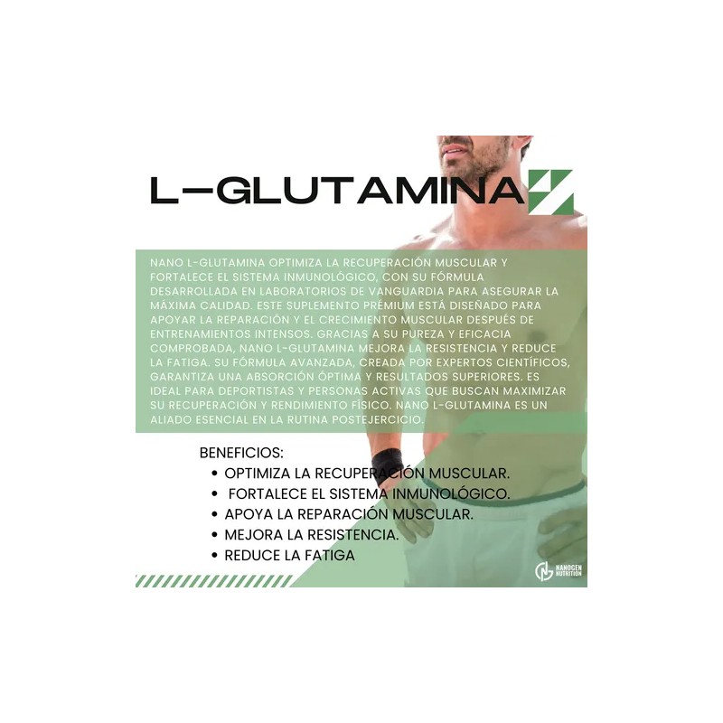 L-glutamina Suplemento 1 Kg Nanogen Nutrition 100 Servicios