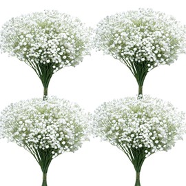 Babys Breath Artificial Flowers-30Pcs Fake Flowers Gypsophila Bouquet Artificial for Decoration Real Touch Silk Flower for Wedding Christmas DIY Decor Party Home Garden Office (Babys Breath-White-30)