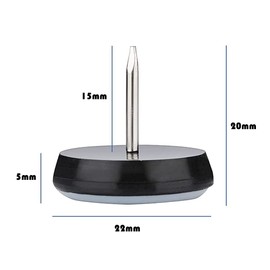 Pack of 20 Teflon Furniture Gliders, Chair Leg Gliders, 22 mm, Furniture Glides Nails, PTFE Teflon Chair Glides for Tiles, Hardwood Floors