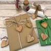 10x Wooden Heart Pendant with Jute Ribbon Approx. 4.5 x