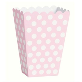 Light Pink Polka Dot Popcorn Treat Boxes, 8ct