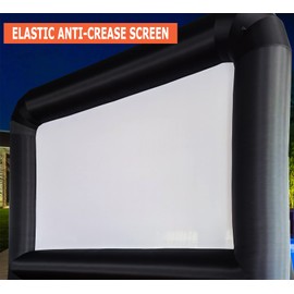 HuaKastro 14 FT Inflatable Projector Screen – One-Piece Design, Easy Setup Blow-Up Movie Screen with Quiet Fan, Ideal for Outdoor & Indoor Movie Nights, Backyard Events, and Parties (Stable Base)
