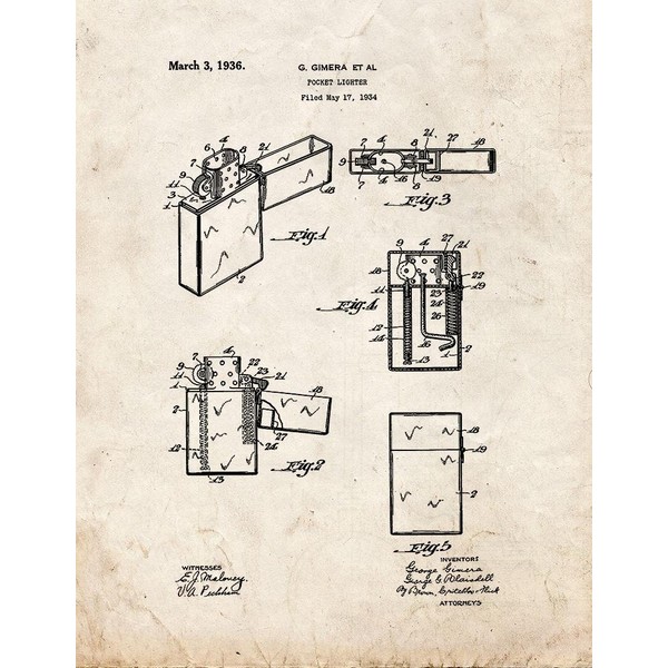 Pocket Lighter Patent Print Old Look (16" x 20") M11768