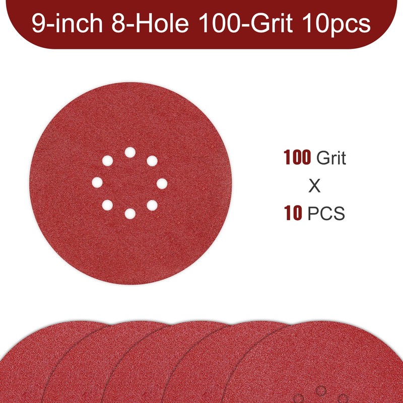 Awutzut 9 inch Sanding Discs 100 Grit 8 Holes Hook