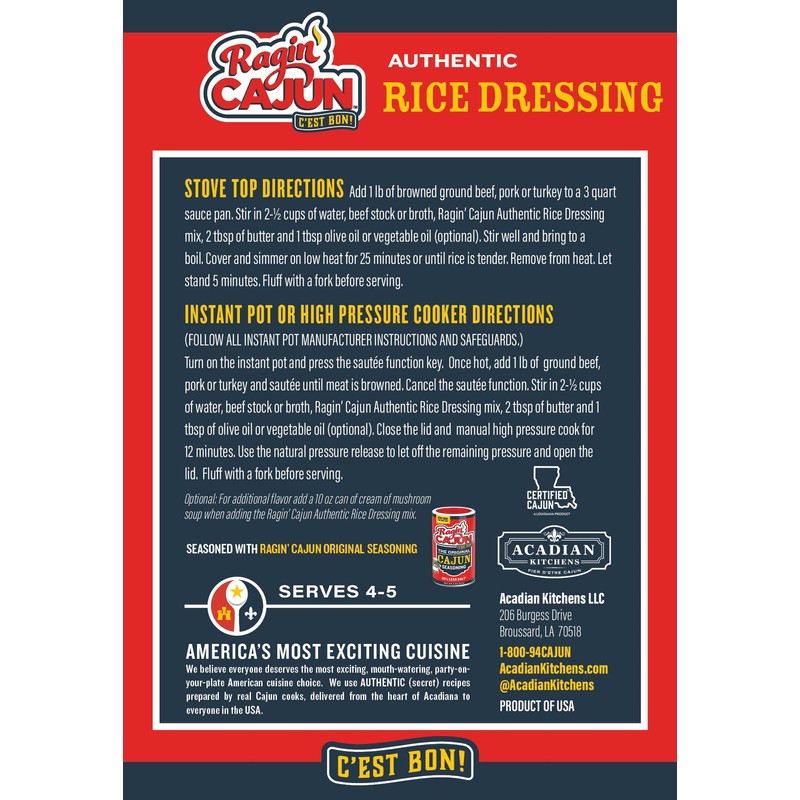 Ragin Cajun Rice Dressing 8oz (Pack of 6)