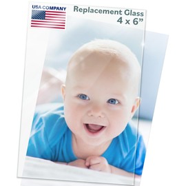 MIFFLIN-USA - Picture Frame Glass Replacement Sheets - 4x6 inch, Crystal Clear, 2 Pack - 4 by 6 Real High Definition Photo Frame Glass Sheet Cover