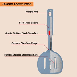 Silicone Spatula Turner Set for Nonstick Cookware, Seamless Design 600˚F Heat Resistant Spatulas With Seamless Design, Non Scrach Cooking Utensils for Flipping Eggs & Pancakes (Starry Blue)