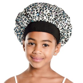 Red by Kiss Kids Satin Bonnet Sleep Cap Reversible Hair Bonnet for Boys and Girls Sleeping Night Silk Sleep Cap (Leopard)