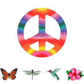 Screen Door Saver - Screen Magnets - Keep People and Pets from Running Into Screen Doors & Patch Holes with Screen Door Magnets - Made in USA - Tie-Dye Peace Sign - 5 x 5 inches - 2 Pack (1 Pair)