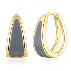 CERSLIMO Chunky Hoop Earrings, Gold Earrings for Women Girls with Gray Plated, Hypoallergenic Earrings Womens Hinged Gold Hoop Earrings Jewellery Gifts, Sleeper Earrings for Daily Wear Christmas