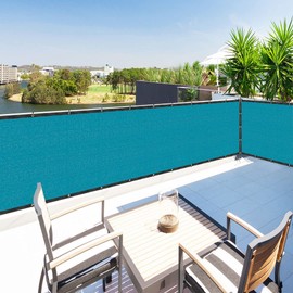 Houssity Turquoise 5' x 21' Balcony Deck Fence Privacy Screen Cover Panel Shade Cloth Fabric for Chain Link Fence Patio Pool Railing Walkway Porch Playground Dog Kennel Residence Commercial Use