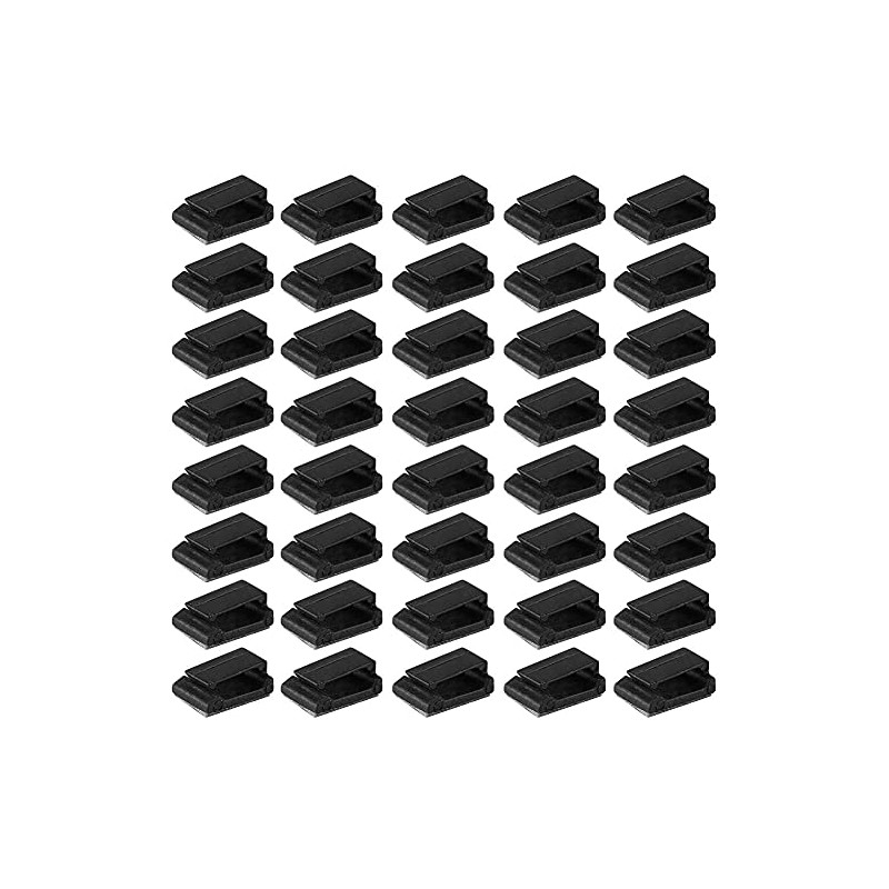 Clips Autoadhesivos para Organización de Cables, 40 Piezas, Negro, Plástico,