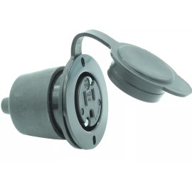 Journeyman-Pro 5279 15 Amp 125 Volt, NEMA 5-15P Flanged Power Outlet Receptacle - With/Front & Back Rubber Cover