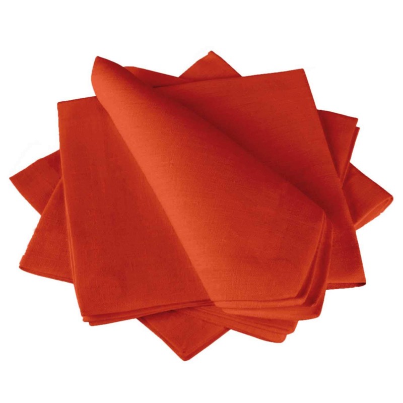S4Sassy Orange Solid Home Decor 12 Pcs Cotton Napkin Solid