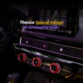 MACHSWON 4PCS Car Air Conditioning Knob Cover A/C Climate Control Engine Start/Stop Push Button Rings for H-o-nda Civic 2022-2023 CRV 2023 -Red