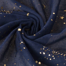 KAVINGKALY Glitter Stars and Moon Printed Scarf for Women Lightweight Scarves Fashionable Soft Long Scarf Lady, navy blue