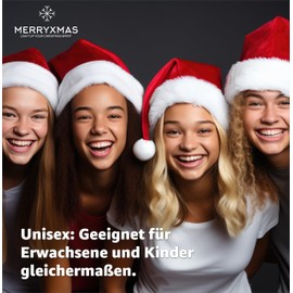 MERRYXMAS 2 x Santa Hat - Christmas Hat Red for - One Size - Adults & Children - for Christmas & Christmas Party & Christmas Market