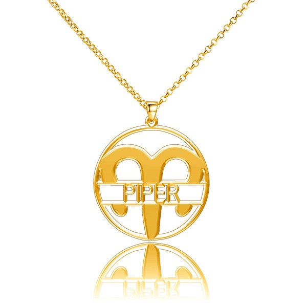 LoEnMe Jewelry Silver Plated Aries Woman Custom Made Engraved Sterling