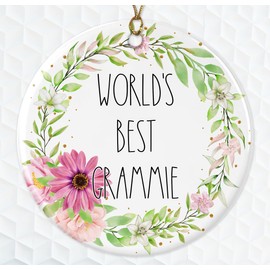 Grammie Ornament - World's Best Grammie Ornament - Rae Dunn for Grammie - Best Grammie Ornament - Birthday Gift for Grammie - Ceramic Ornament Both Sides