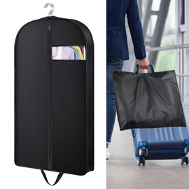 GROOFOO Black Garment Bag, Clothes Bags with Zip, Dustproof Suit Bag with Clear Window, Clothes Bag, Travel Bag, Foldable Garment Cover, for Jackets, Suits, Evening Dresses (102 x 60 x 10 cm)