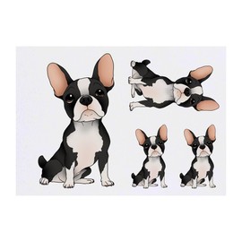 4 x 'Sitting French Bulldog' Temporary Tattoos - Water Resistant, Skin-Safe, Non-Toxic Transfers, Mixed Sizes (TO00085308)