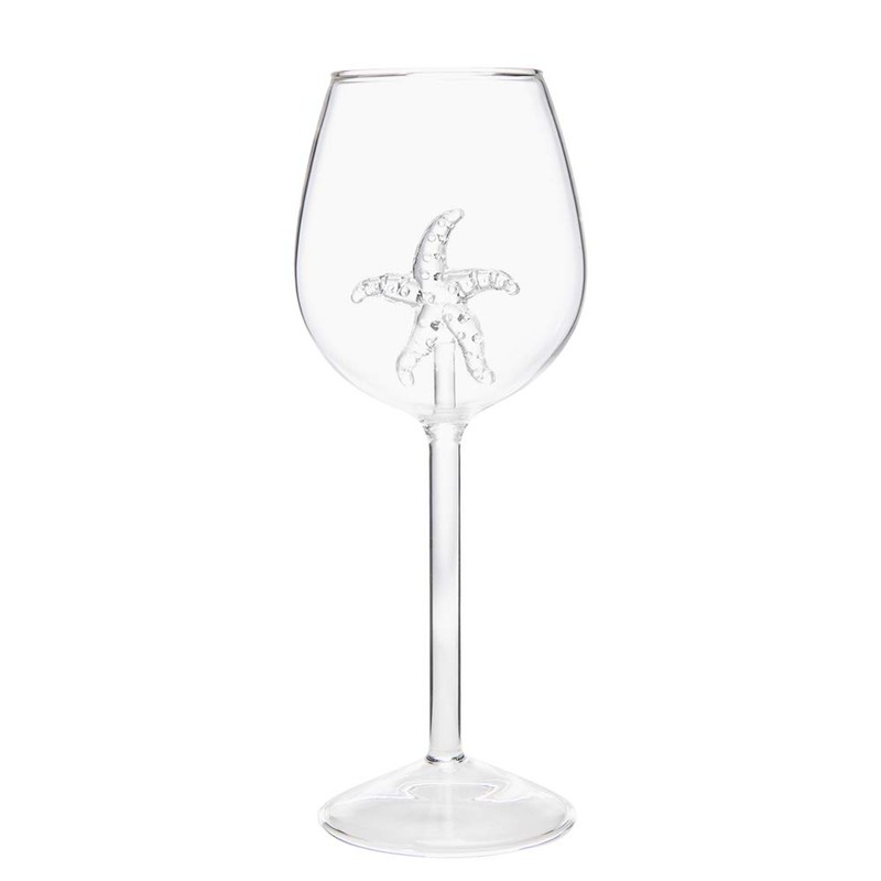 evomosa Starfish Wine Glasses Red Wine Glass with Starfish Inside