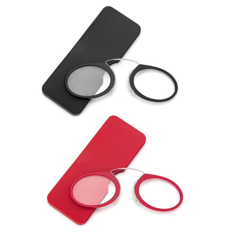 REAVEE 2 Pack Pinch Nose Clip on Reading Glasses Armless