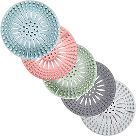 Tapón de Pelo de Silicona Duradero, Colector de Pelo, Cubiertas de Desagüe de Ducha, Traje Fácil de Instalar y Limpiar para Desagüe de Bañera, Baño y Cocina, Paquete de 5